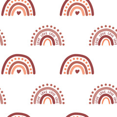 Boho rainbow seamless pattern. Good for banner, poster, flyer, greeting card, web design, print design. Vector illustration.