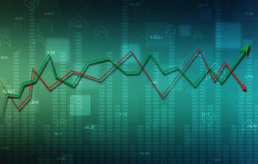 2d rendering Stock market online business concept. business Graph 