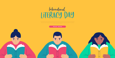 Literacy Day web template children reading book
