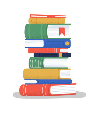 Colorful books reading cartoon isolated concept