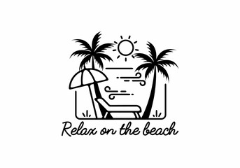 Fototapeta premium Relax on the beach line art illustration