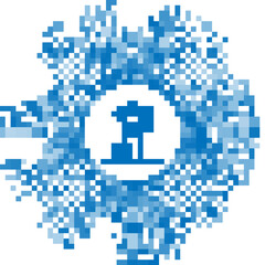 Blue line Antenna icon isolated on white background. Radio antenna wireless. Technology and network signal radio antenna. Abstract circle random dots. Vector