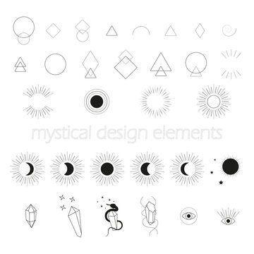 set of mystical elements for design