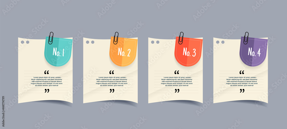 Poster text box design with note papers mockups.