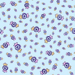 Cute colorful bonbons seamless pattern, hand-drawn candies repeat pattern, confectionery wrapping paper, candy texture on white background 