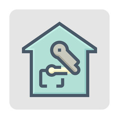 Smart home or home automation vector icon. Include robot or robotic arm. That machine, artificial intelligence or assistant for service, cleaning and cooking. Concept for futuristic, future. 48x48 px.