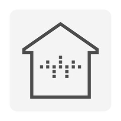 Smart home vector icon. Consist of home or house building, waveform of voice assistant or recognition. Smart technology to control device i.e. light, security, temperature and electricity.  48x48 px.
