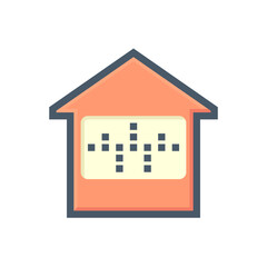 Smart home vector icon. Consist of home or house building, waveform of voice assistant or recognition. Smart technology to control device i.e. light, security, temperature and electricity.  48x48 px.
