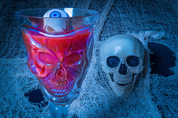 Halloween skull and cocktail