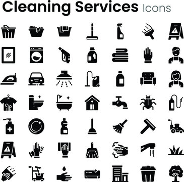 Cleaning service vector icon set
