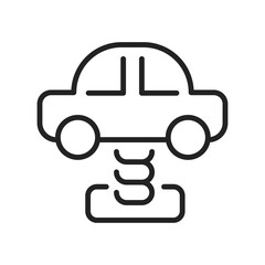 Rocking baby spring swing car toy icon vector illustration. Monochrome kids toyplay automobile