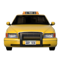 Fototapeta na wymiar Taxi 3- Front view white background 3D Rendering Ilustracion 3D