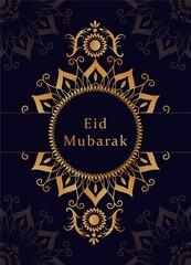 Eid Mubarak greeting card design with ornamental mandala