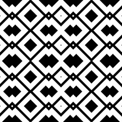 Lines, strokes, squares ornament. Black and white seamless pattern.  Ancient mosaic. Digital paper print. Seamless background.