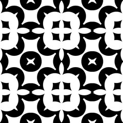 Fototapeta premium Lines, strokes, squares ornament. Black and white seamless pattern. Ancient mosaic. Digital paper print. Seamless background.