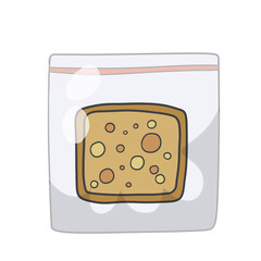 Sandwich in bag. Package with breakfast. School lunch in a zip lock bag. Cartoon illustration