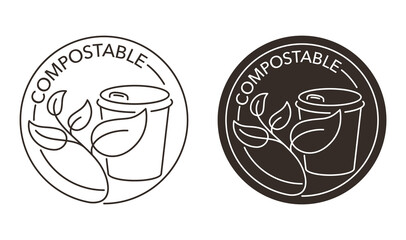 Compostable paper cup badge for used dishes