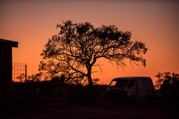 sunset in the village