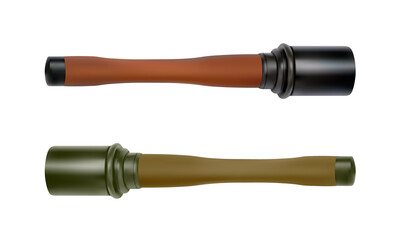 A German hand grenade in a vector on a white background.A hand-held offensive grenade in a vector on a white background.