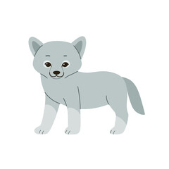 Obraz na płótnie Canvas Cute wolf - cartoon animal character. Vector illustration in flat style isolated on white background.