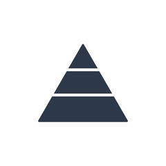 Pyramid infographic template with 3 charts. Business concept. Black triangle data segments. Vector illustration isolated on white.