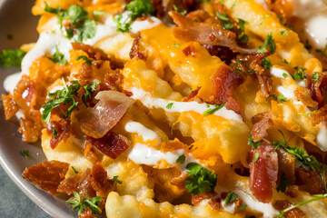 Homemade Bacon Cheddar Ranch Loaded French Fries