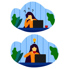 a girl who gets an idea while drinking coffee