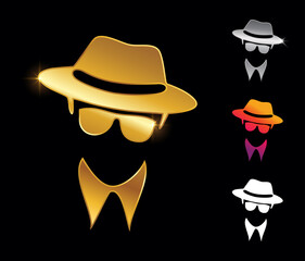 Golden Spy Man Vector Sign