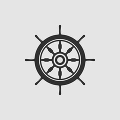 Obraz premium ship wheel icon vector logo template, rudder icon