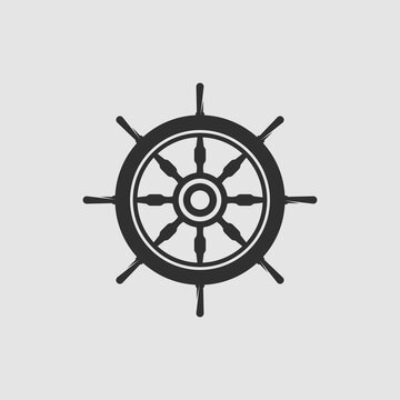 ship wheel icon vector logo template, rudder icon