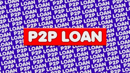 P2P Loan Title - 3D Illustration Red Blue Background