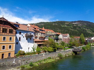 Fototapeta na wymiar view to an austrian village at summer