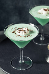 Boozy Frozen Mint Chocolate Chip Martini