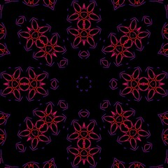 Red and Pink pattern illustration with black background.