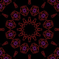 Red and Pink pattern illustration with black background.