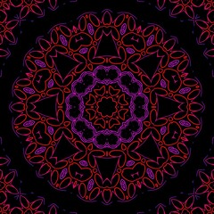 Red and Pink pattern illustration with black background.