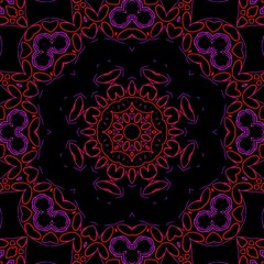 Red and Pink pattern illustration with black background.