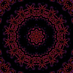 Red and Pink pattern illustration with black background.