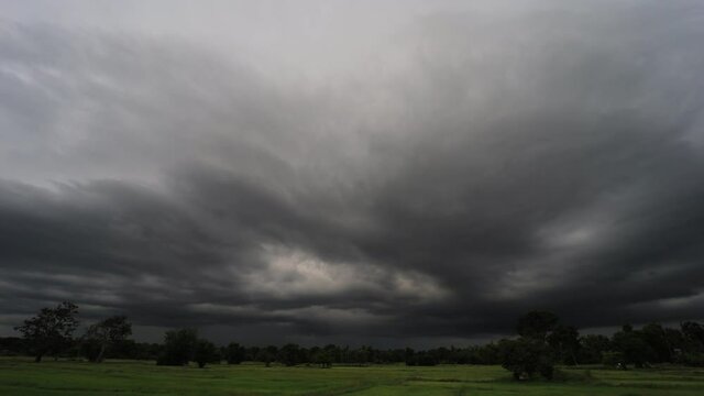 Black Cloud in Rainy Season, Thunderous clouds, Summer rain, Dramatic cloudy sky background, Time-Lapse photo