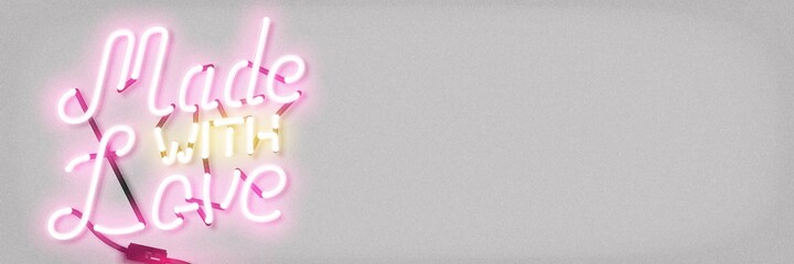 Vector realistic isolated neon sign of Made with love for template and layout on the white background.