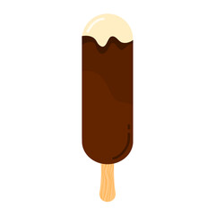 Chocolate popsicle on a stick. Vector illustration