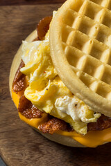 Homemade Healthy Waffle Breakfast Egg Sandwich