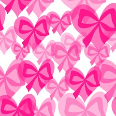seamless pattern with pink hearts and bows