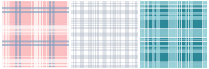 Set of vector seamless textile patterns - delicate striped design. Colorful fabric backgrounds. Geometric endless textures