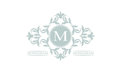 Luxury logo template in vector for restaurant, royalty, boutique, cafe, hotel, heraldry, jewelry, fashion with exquisite letter M.