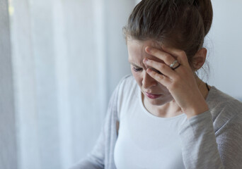 Sad woman thinking and feeling lonely
