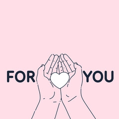 A persons hands hold a heart symbol in their palms. A hand gesture.