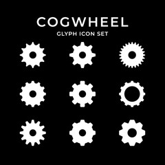 Set glyph icons of cogwheel