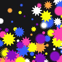 A bright background consisting of geometric shapes of different sizes and colors.
