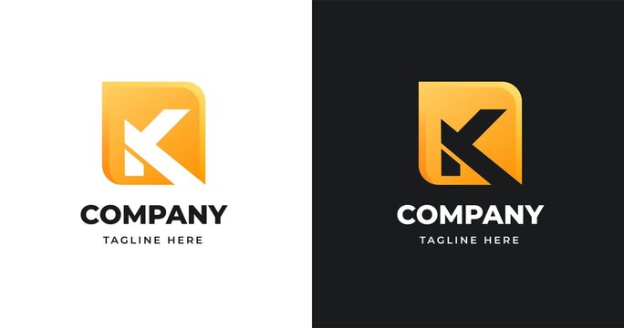 Letter K logo design template with square shape style
